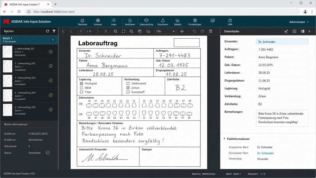 Formularerkennung und Handschriftenerkennung bei Laborformularen